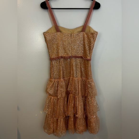 NWT Marchesa Notte Glitter Tulle Cocktail Dress in Rose Pink Gold Size 6 -  mordernwear.com